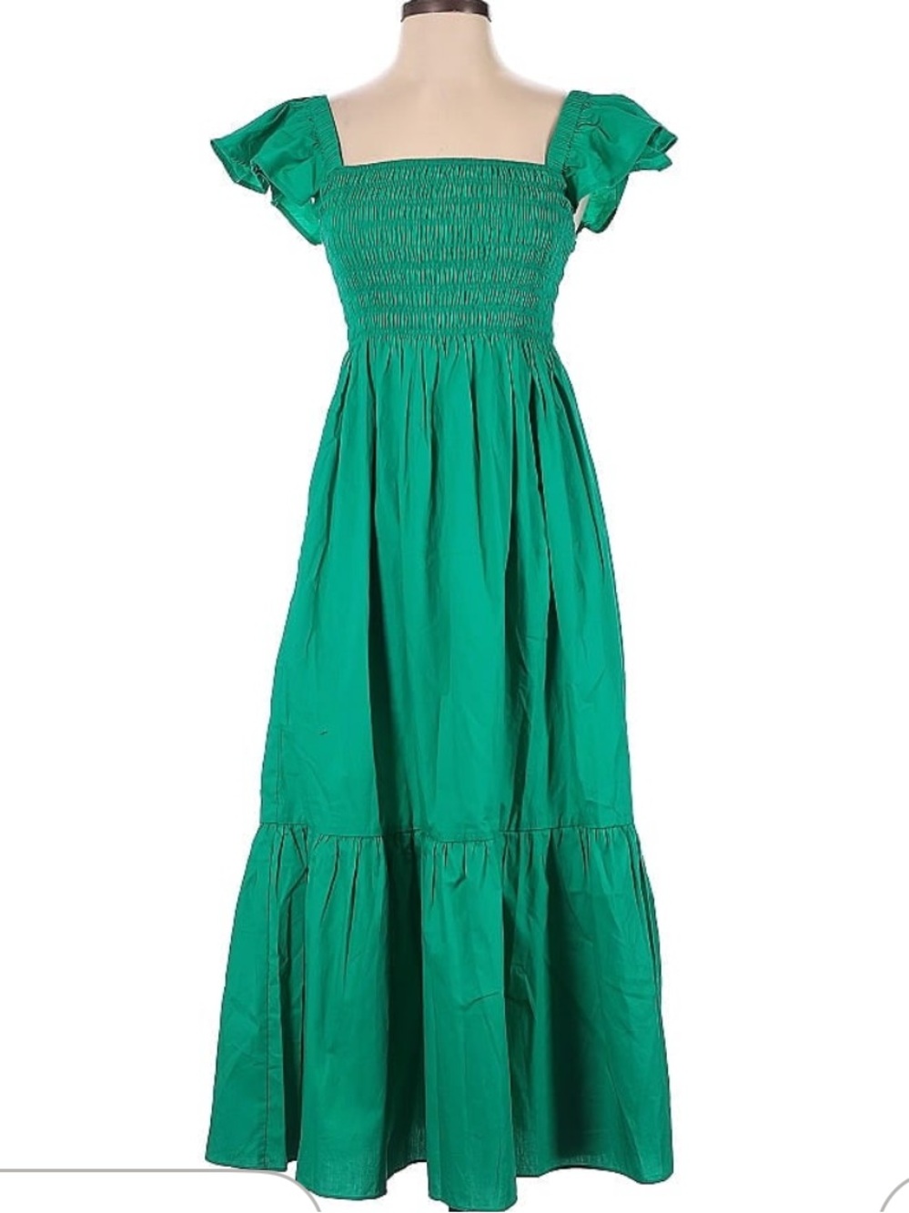 Women’s Green Maxi Dress with Smocked Bodice